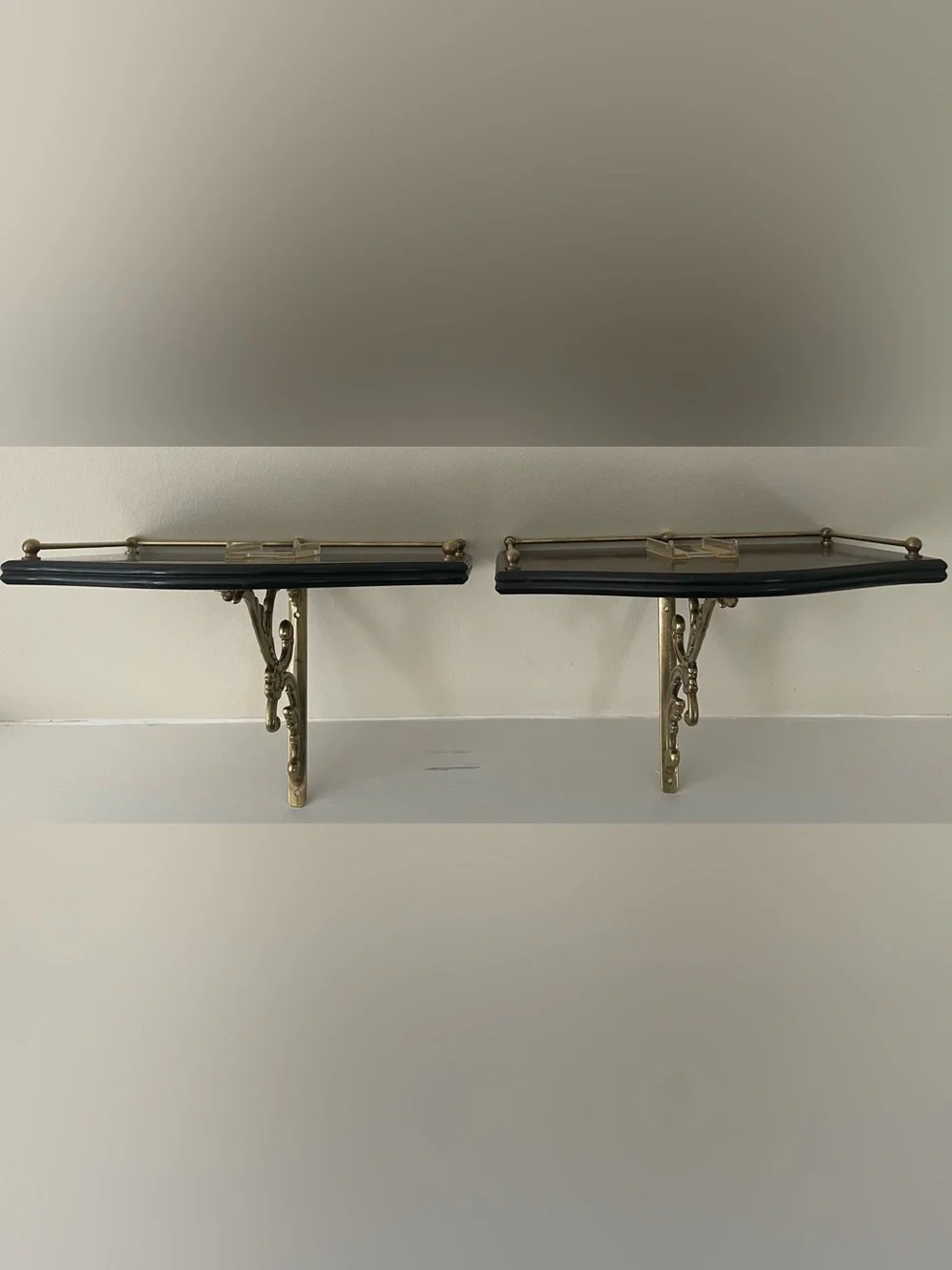 Vintage Upscale Mahogany & Brass Wall Sconces